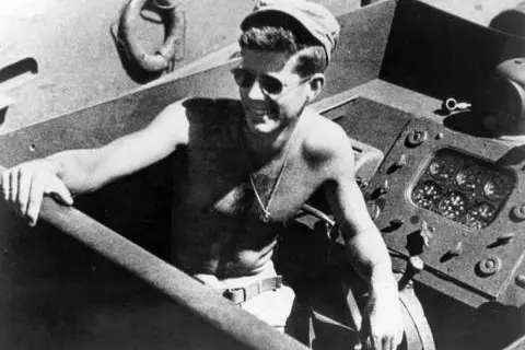 Former US President, John F Kennedy and Former Marine, Mal Sherman, fathers of U.S. Deputy Secretary of State Wendy Sherman and U.S. Ambassador to Australia Caroline Kennedy, both fought in the Battle of Guadalcanal.
