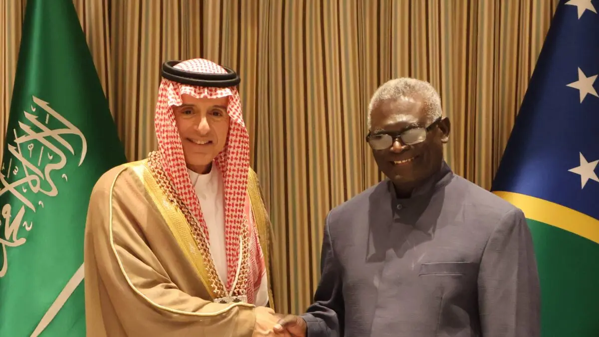 The Prime Minister, Hon. Sogavare, conveys appreciation of the government and people of Solomon Islands to the Kingdom of Saudi Arabia in a meeting with Saudi Arabia’s Minister of State for Foreign Affairs and Climate Change Envoy, His Excellency, Adel Al-jubeir in Riyadh.