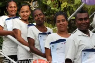 The Hospitality graduates with their certificates.