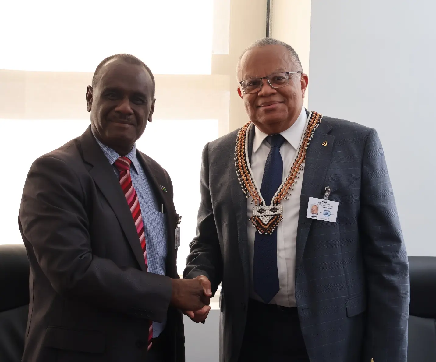 The Foreign Minister of Barbados Senator Dr. Jerome X. Walcott and Hon. Jeremiah Manele.