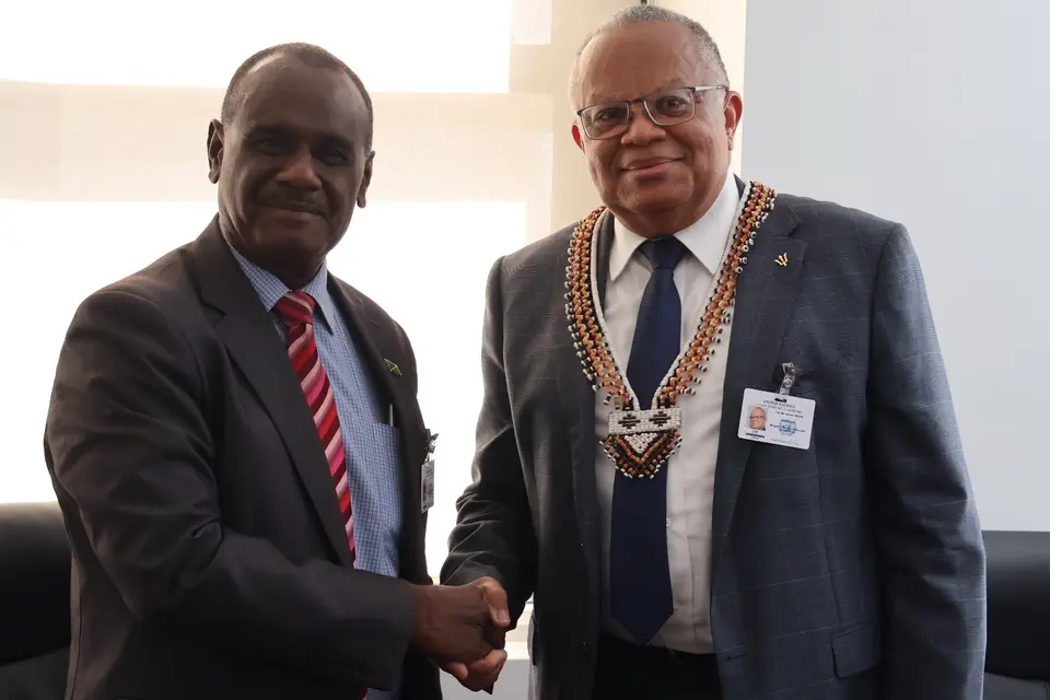 The Foreign Minister of Barbados Senator Dr. Jerome X. Walcott and Hon. Jeremiah Manele.