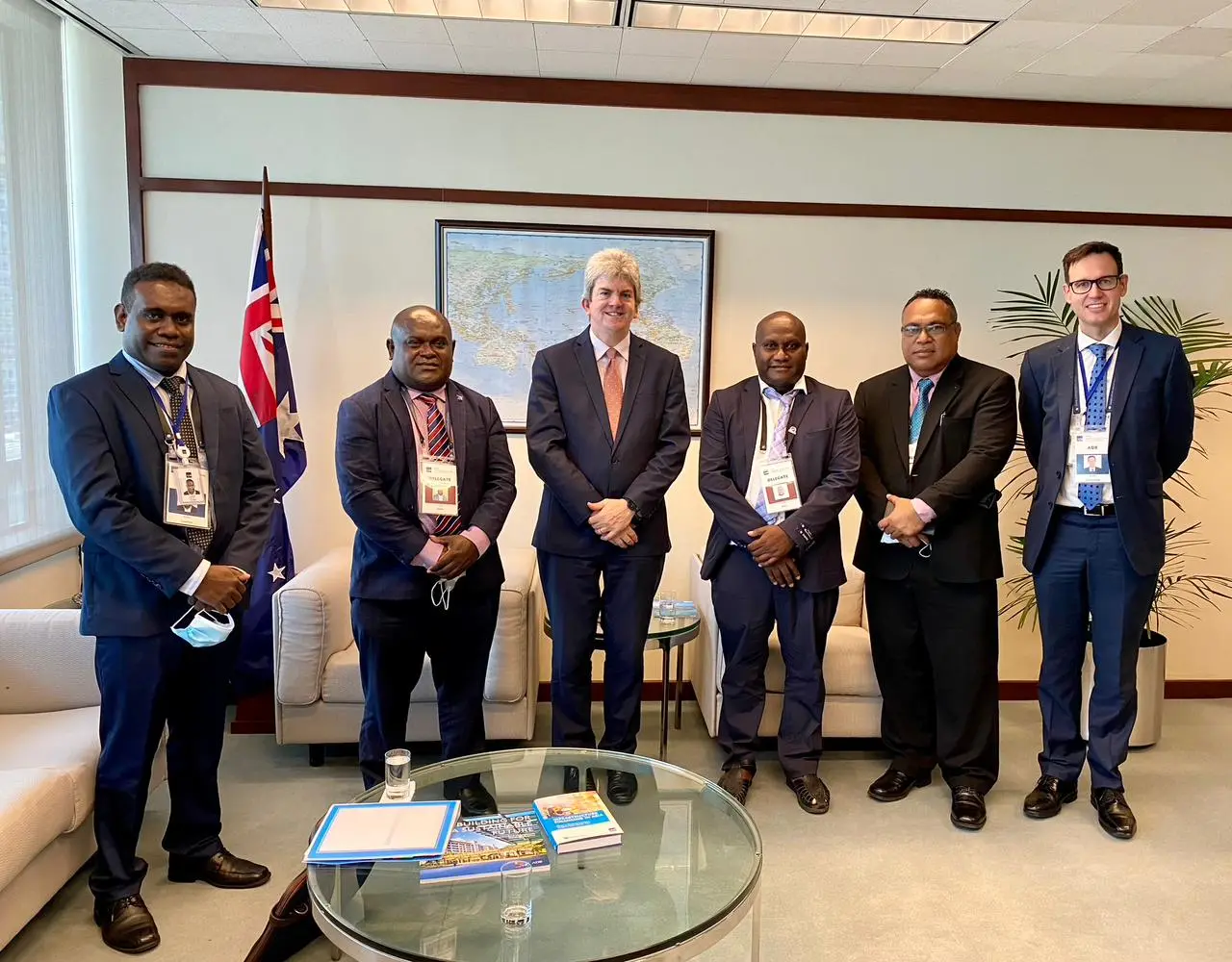 Solomon Islands delegation led by Hon. Harry Kuma  meet with Anthony McDonald (third from left), ADB Executive Director and his team.