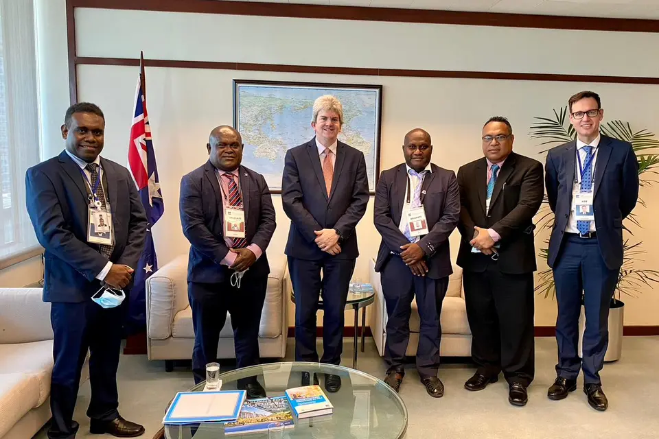 Solomon Islands delegation led by Hon. Harry Kuma  meet with Anthony McDonald (third from left), ADB Executive Director and his team.