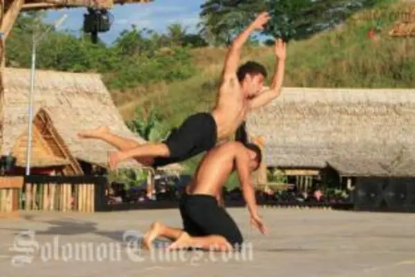 Fiji's contemporary dance crew, VOU, during their performance on the Pasifika stage.