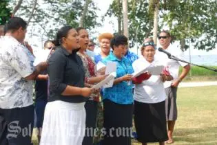The RAMSI Pacific Choir, practising for Saturday.