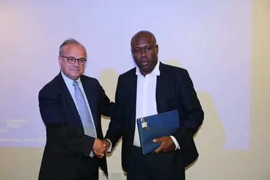 EEAS Deputy Secretary-General, Jean-Christophe Belliard and Supervising Minister of Foreign Affairs and External Trade Hon. Anthony Veke.