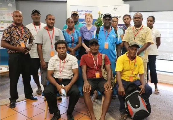 Third Secretary Laura Wilson and DAP Officer Christina Nonga with the Project Coordinators and representatives of the eight DAP-funded projects.