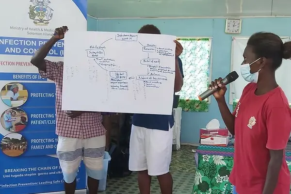 The training in Infections, Prevention and Control (IPC) guideline 2021 were facilitated for health care, medical and public health officers along the Western Border, mainly in the Shortland, Western Province, and in Choiseul province.