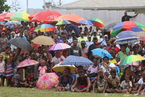 Part of the crowd gathered in Auki today.