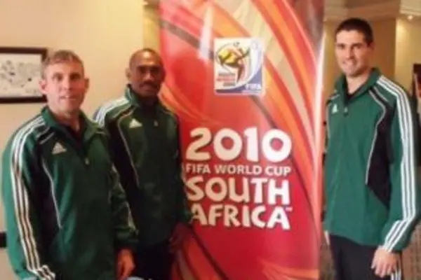 Matthew Taro at the FIFA referees headquarters for the 2010 World Cup.