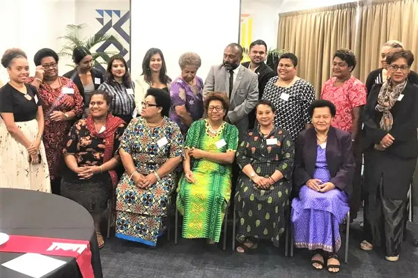 Women leaders speak out on violence against women in politics at a workshop in Fiji, March 2021.