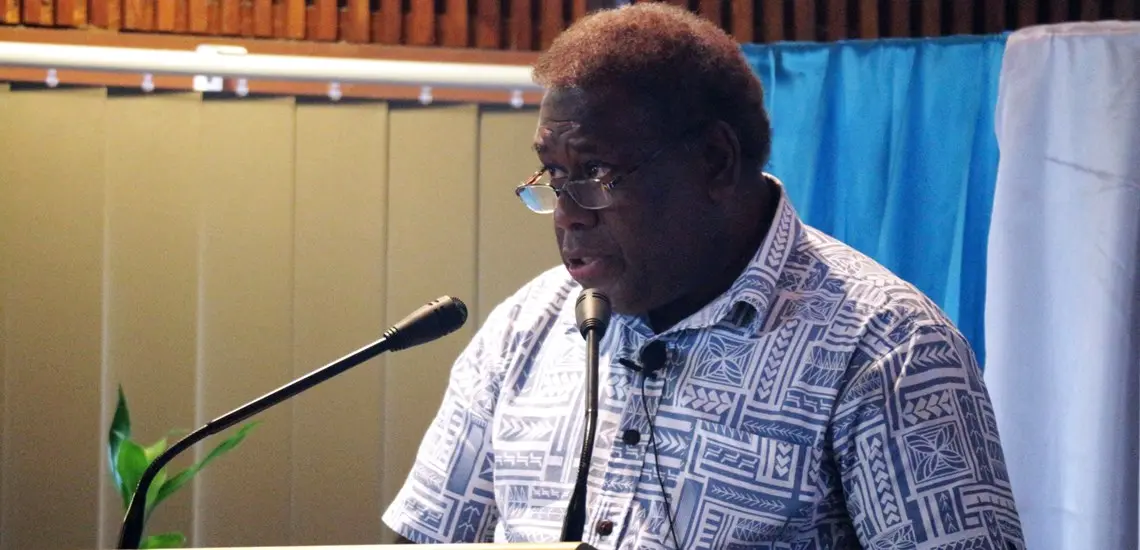 CBSI Governor, Mr Denton Rarawa, at the launch of the report at the Mendana Kitano Hotel.