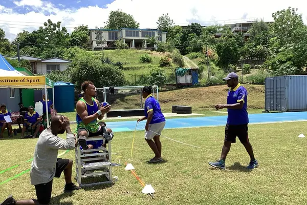 Paralympians during the trial yesterday at SINIS sports ground.