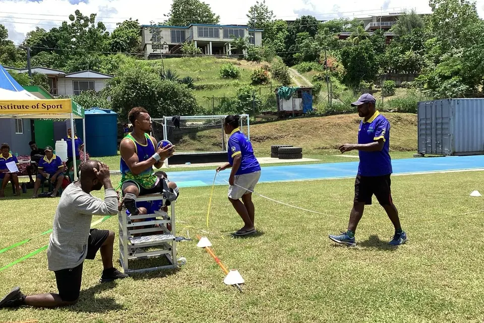 Paralympians during the trial yesterday at SINIS sports ground.