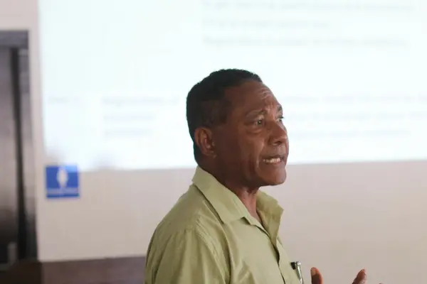 Permanent Secretary Dr Franco Rodie responding to questions raised during the training.