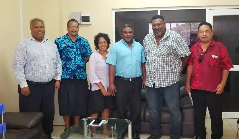 SIRUF delegation with Hon. Chris Laore (3rd R) and his Permanent Secretary Jeffrey Deve (far L).