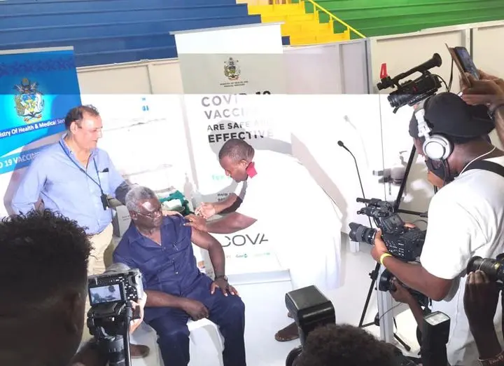 Sogavare said shortly after he was vaccinated that he was over the moon and felt good.
