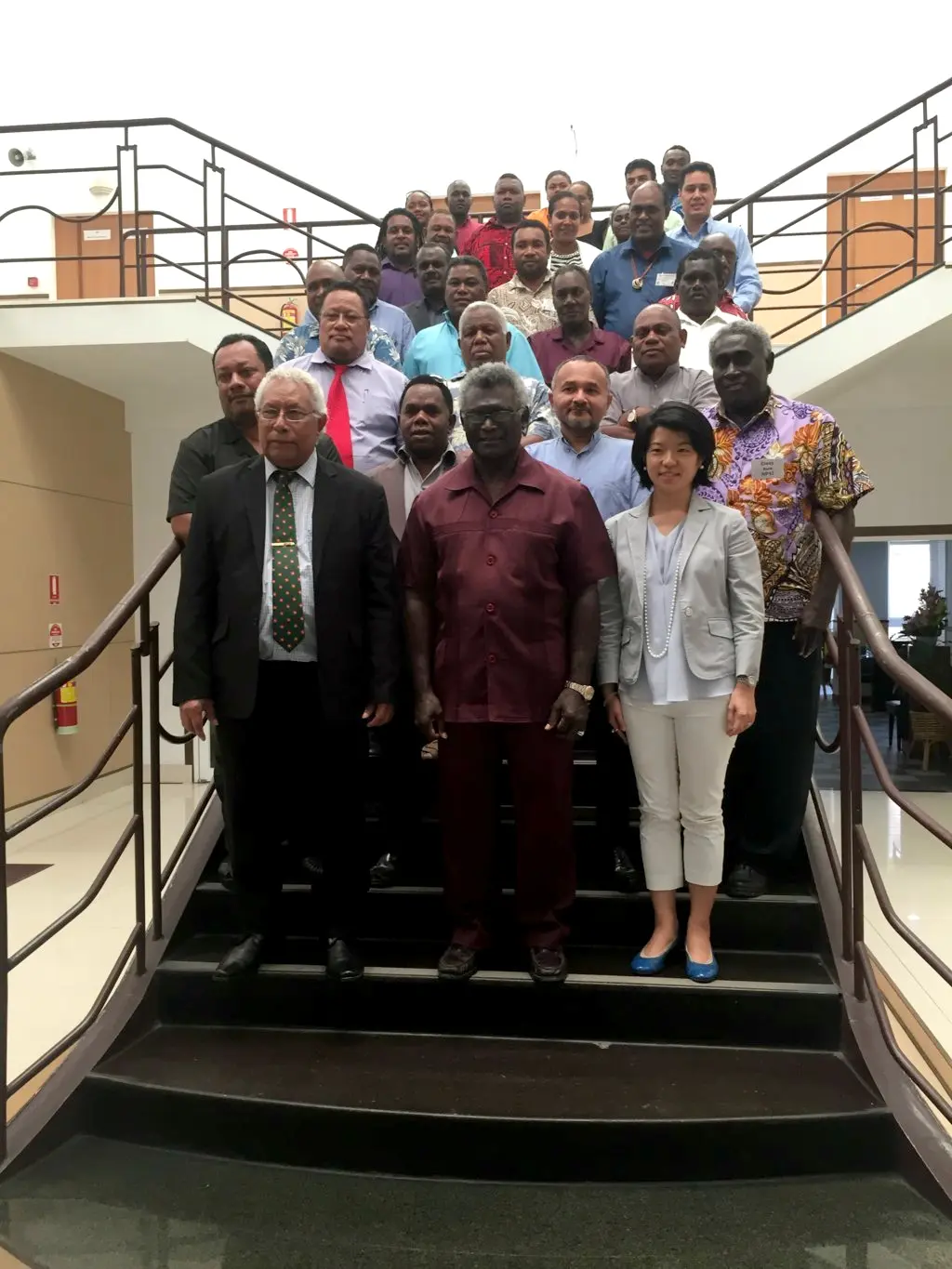 Speaker of the National Parliament Honourable Ajilon Casper Nasiu,  Solomon Islands Prime Minister, Hon. Manasseh Sogavare and UNDP Solomon Islands Country Director, Azusa Kubota among Members of Parliament and delegates to the training.