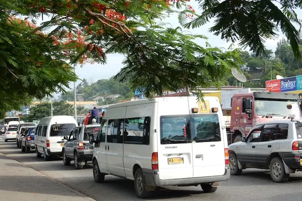 Traffic along the busy streets of Honiara as the Ministry of Infrastructure Development intensifies efforts to improve road safety and driving standards for all road users.
