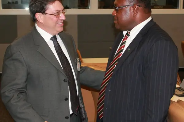 DPM Maelanga and Minister Bruno Rodriquez at the UN Headquarters in New York.