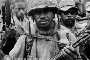 Andrew Te'e, the Former Commander of the Isatabu Freedom Movement, during the ethnic crisis.