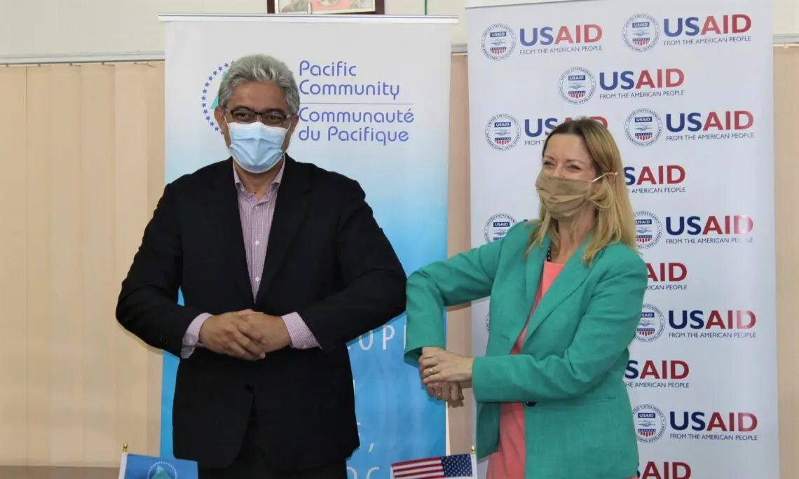 Acting CDA, Miriam Elise Tokumasu de Silva and SPC's Director General Dr. Paula Vivili at the Launch of USAID's PROJECT Governance.