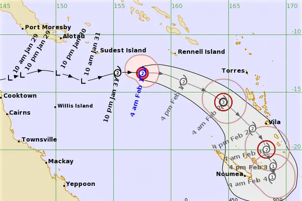 Heavy rainfall and strong winds may develop today afternoon and evening, but is expected to subside as the system moves towards Vanuatu.