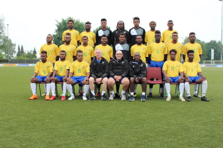 The side lined up for their first ever game on European soil.