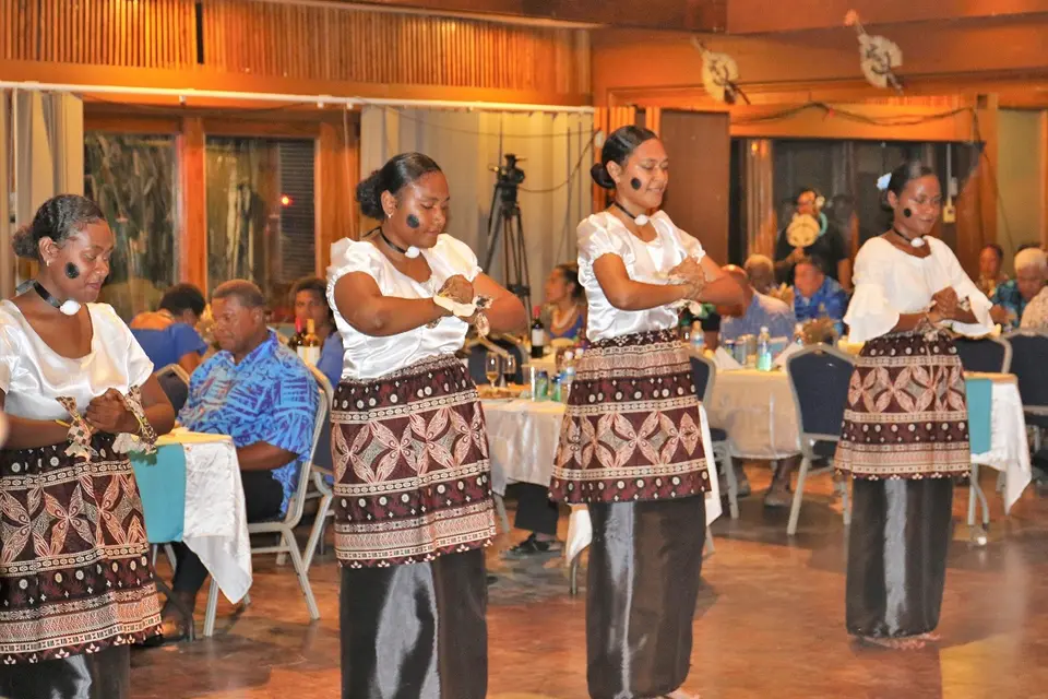 Fijian girls performing the Meke during the celebrations.