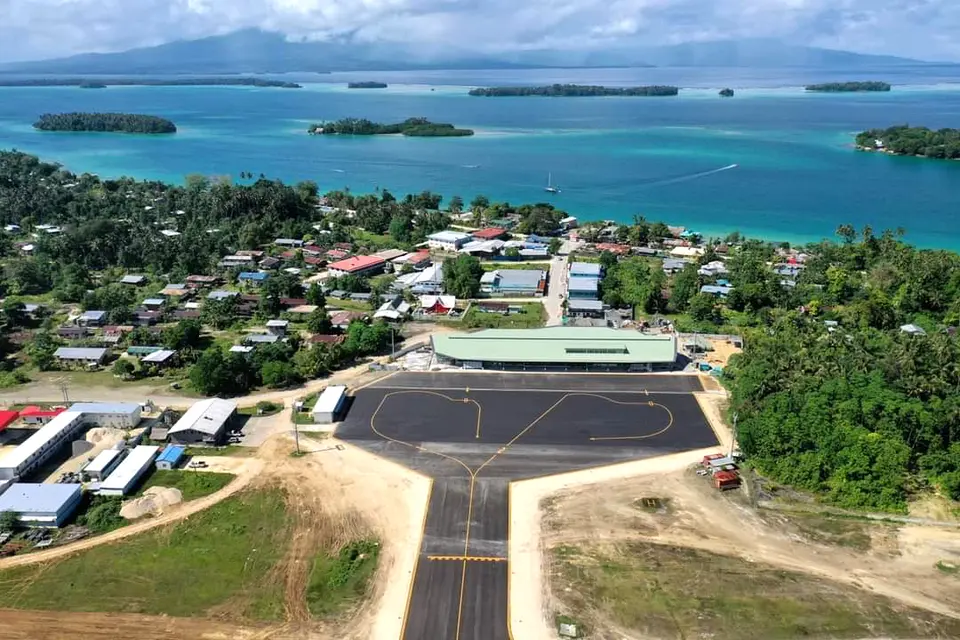 An aerial view of the new Munda International Airport in the Western Province.