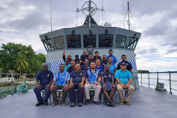 Group 1 Participants with Commanding Officer and XO onboard the SB PPB Auki at Munda Port.
