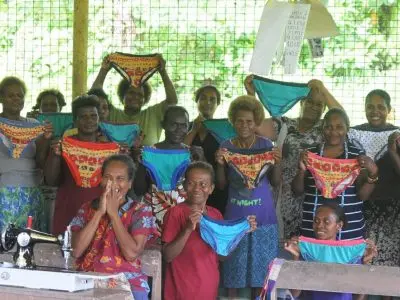 The Sanitary Solutions for Yandina Women established by Australian women have used their own skills in sewing to teach Yandina women how to make cloth sanitary pads.