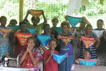 The Sanitary Solutions for Yandina Women established by Australian women have used their own skills in sewing to teach Yandina women how to make cloth sanitary pads.