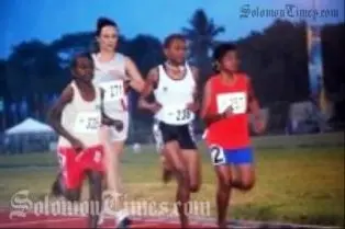Babalu took to the field barefooted (far left) clinching the women's 5000 metres title at the BCI Stadium.