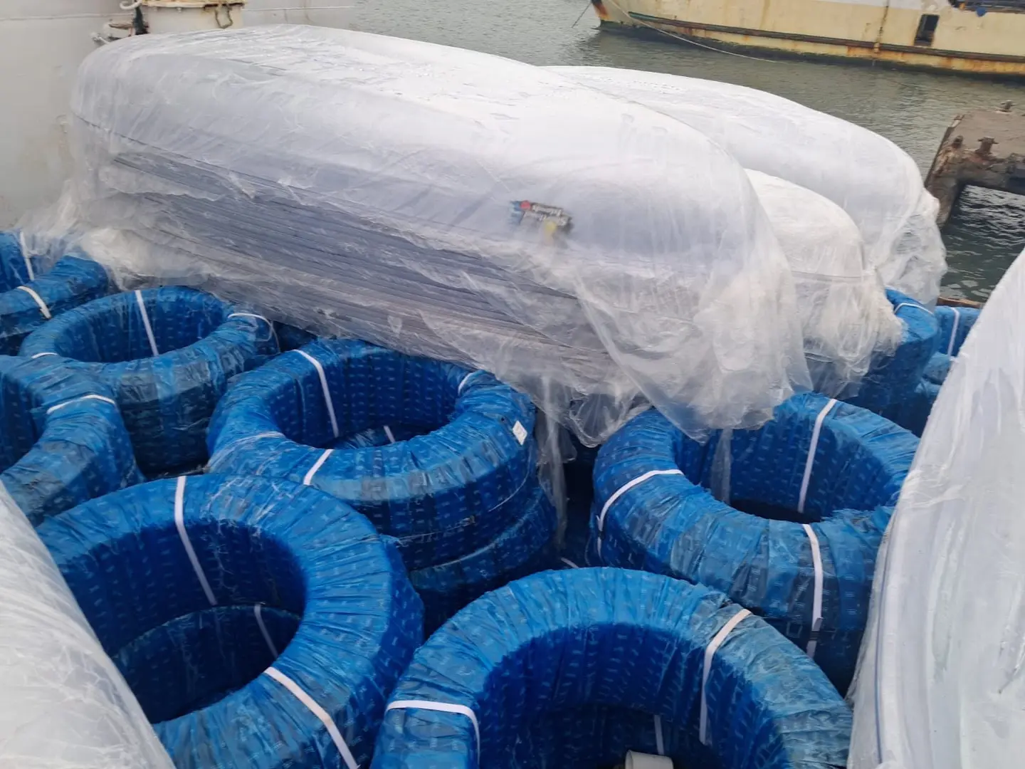 Part of the 57 boats and engines during the handover.