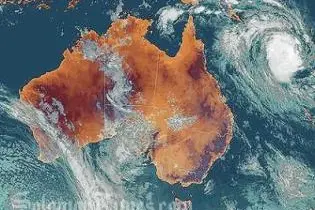Cyclone Ului (top right), as it travels through the Solomon Islands.