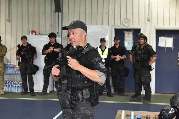 The training was conducted by Australian Federal Police (AFP) Specialist Tactical Group at Rove police headquarters on 4 January 2022.