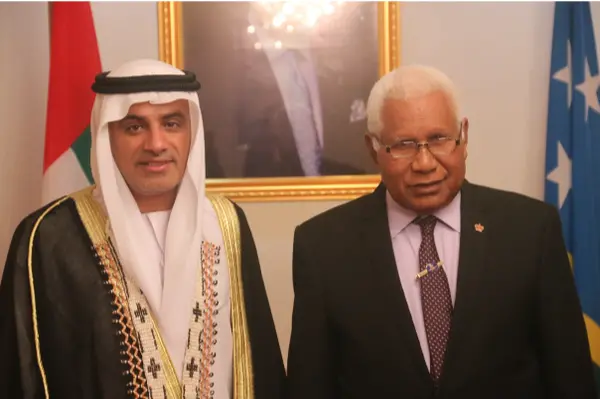 His Excellency Abdulla Al Subousi presented his letter of credence to the Governor General, His Excellency, Sir David Vunagi.