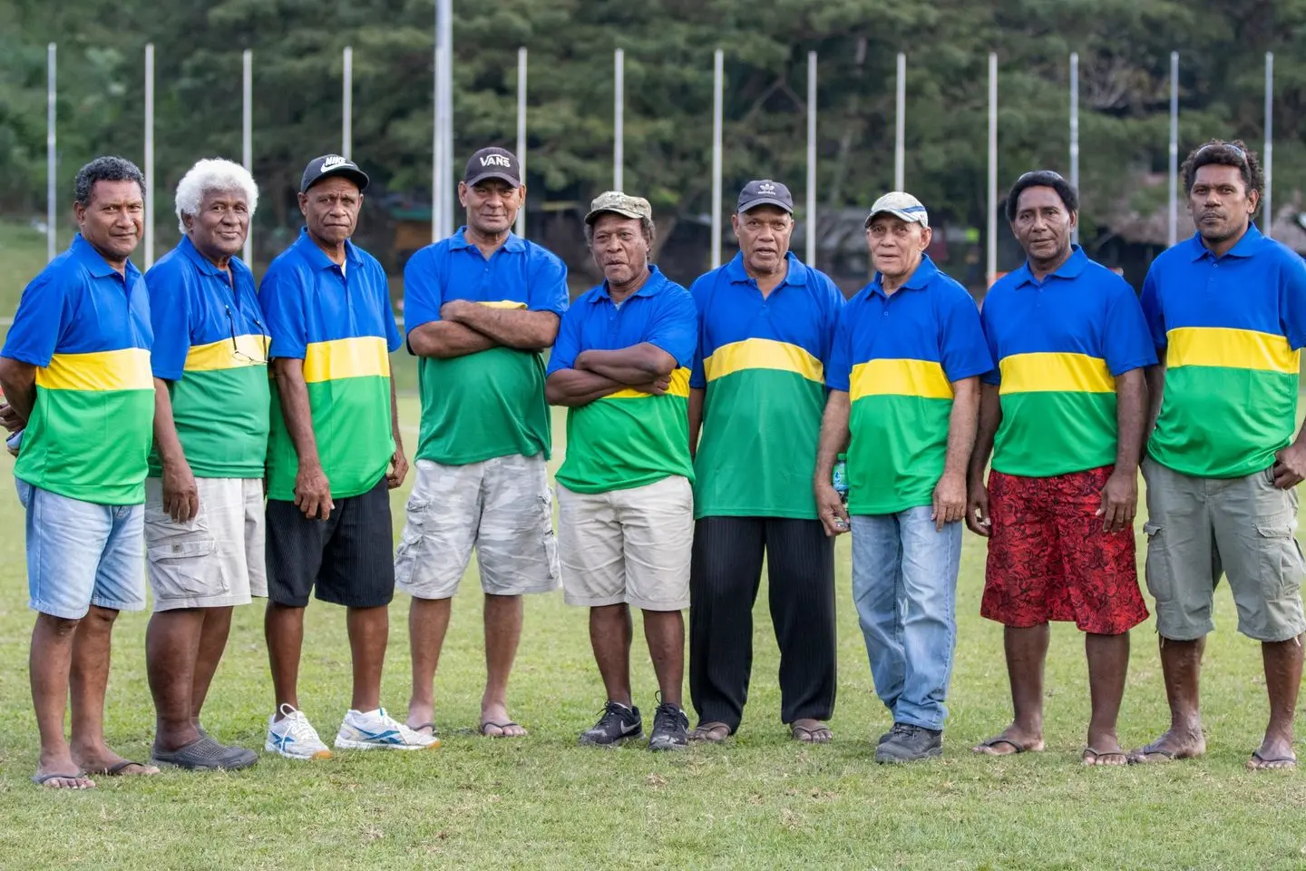 L to R: Former Captain Matai Vave, Wilson Maelaua, Kevin Samani, Jefferey Kwamae, Robert Mark, Samson Gamasi, Charlie Aluta, Nelson Nausi and Felix Ray Jr. Missing is George Kiriau.