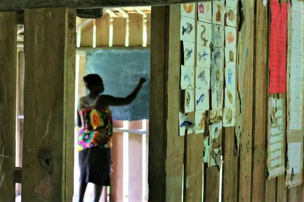 "We must be creative, so we use sticks, stones and whatever we can find from our homes or outside the classrooms."