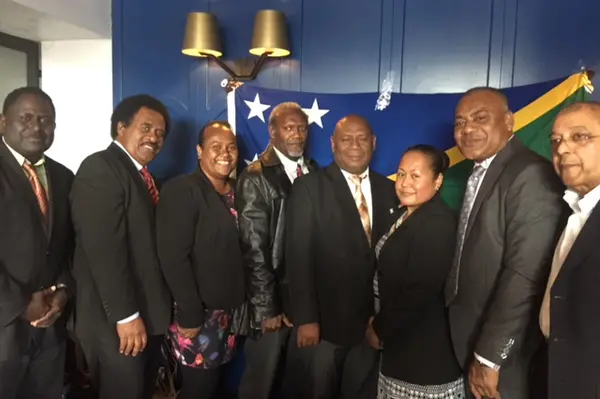 Director of Tourism, Barney Sivoro; SIVB board chairman, Wilson Ne’e; SIVB marketing officer, Stella Lucas; MCT Permanent Secretary, Andrew Nihopara; Minster of Tourism, Bartholomew Parapolo; SI High Commission representative, Jenny Barile; SIVB CEO, Josefa Tuamoto, and Solomon Airlines regional manager Australla/NZ/Asia, Victor Sharan.