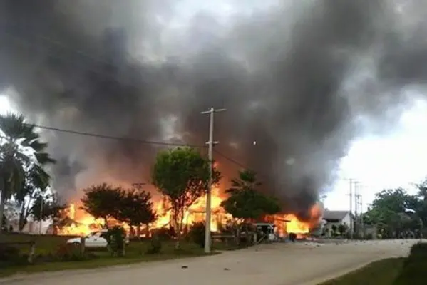 Gizo hospital during the fire in July this year.
