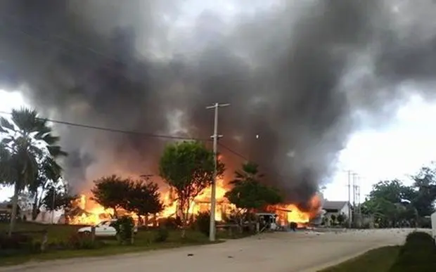 Gizo hospital during the fire in July this year.