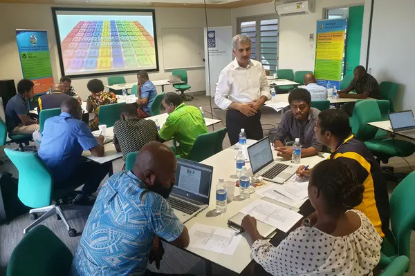 Representatives from MOFT, MECDM, and MNPDC at the Climate Budget Tagging workshop in Honiara.