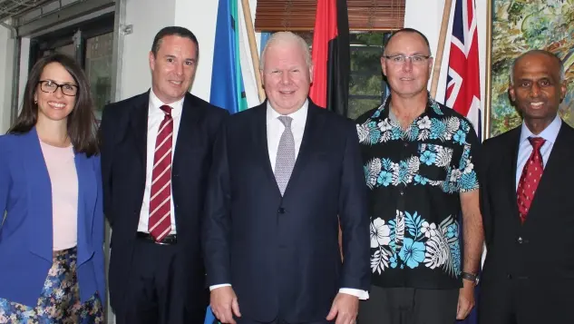 From left-right – EA to Group ANZ Jo Mickleus, CEO ANZ Solomon Islands , Geoffrey Buchanan, ANZ Group CEO, Michael Smith, Australian High Commissioner to Solomon Islands Andrew Byrne and ANZ Pacific & Fiji CEO, Vishnu Mohan.