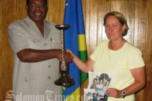 The hand carved wooden candle holder returned to Prime Minister Dr Derek on Saturday, 67 years after it was discovered at a location in the Gela group of Islands by a US Navy during World War II.