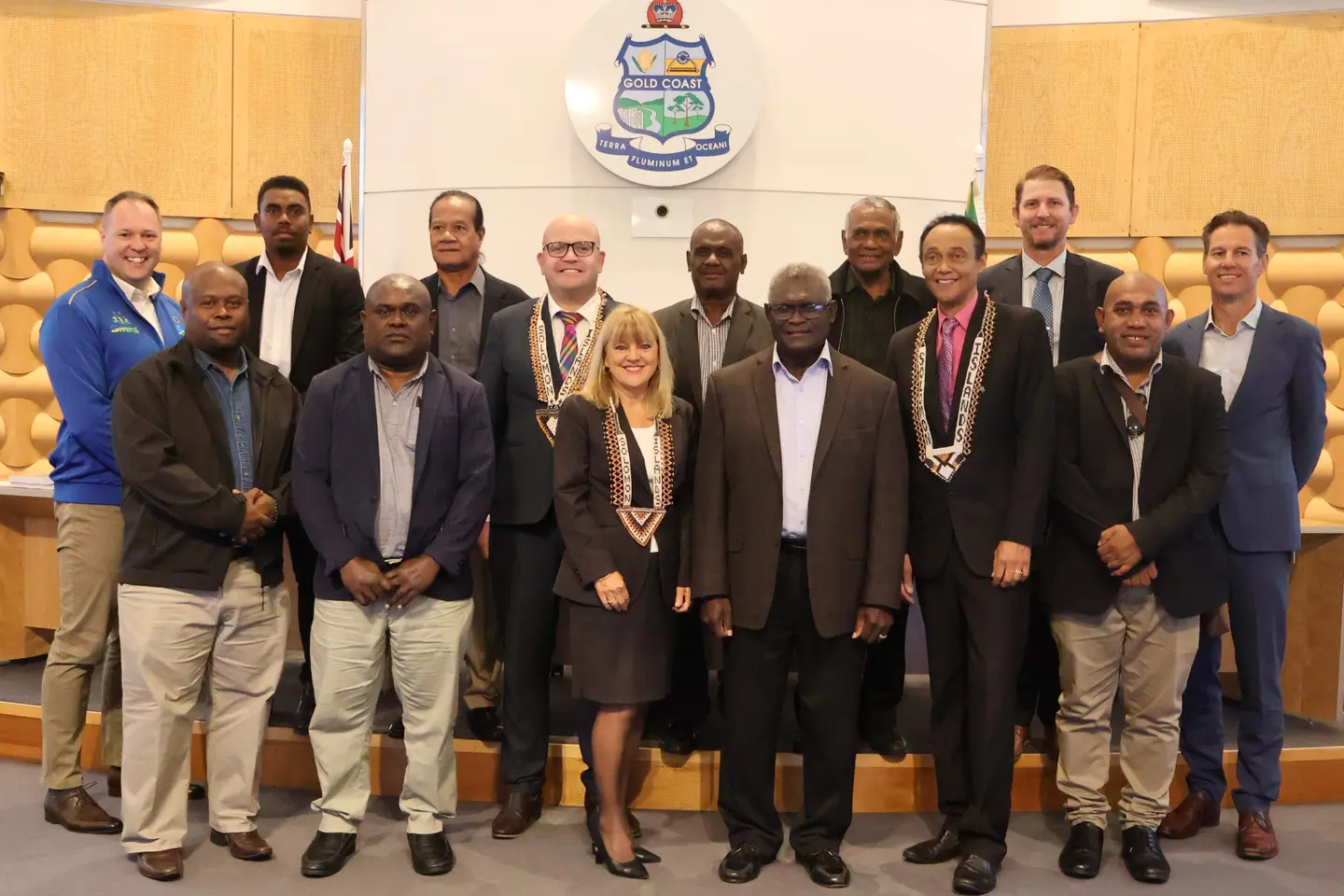 The Prime Minister conveys appreciation to Gold Coast Deputy Mayor, Cr. Donna Gates for the hospitality by the Gold Coast Performance Centre offered to hundreds of Solomon Islands athletes.