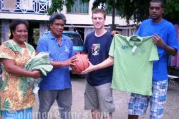 L to R: Mrs. Jenny Au (Administrative Coordinator), Mr. Moses Tengemoana (Major Sponsor - Tengemoana Construction), Mr. Ryan Burns (FIBA Oceania ZDO) and Mr. Moses Au (Tournament Director).