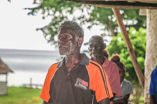 Mr. Kere Kuma Eke sharing his views during the awareness at Vunirima village, Rarumana.