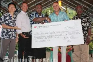 L-R, Ken Kwan, Sir Thomas Chan, Deputy PM Maelanga, H.E Ingruber and Fr John Lamani.